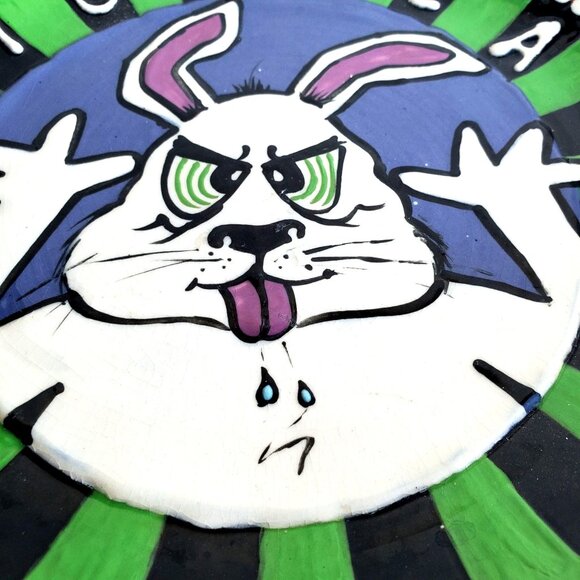 Ceramic Art Plate Mark Adan Rabbit Gift for Monica 9 Inch Pottery - Picture 2 of 8